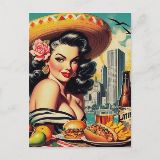 Vintage Latina-Malerei Postkarte (Vorderseite)