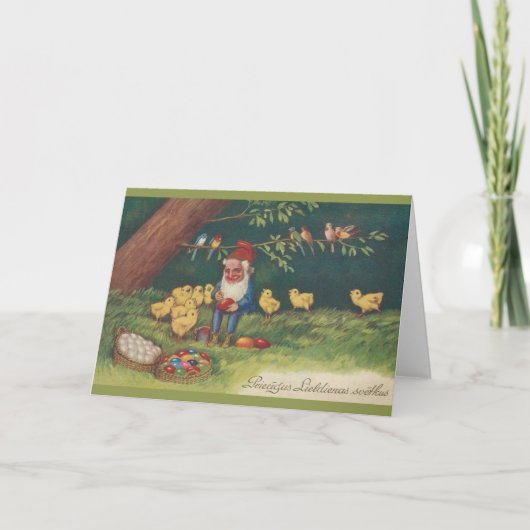 Vintage Latvian Easter Greeting Card Feiertagskarte (Vorderseite)