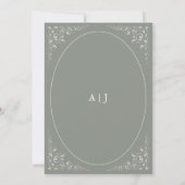 Vintage Laub Salbeigrüne Hochzeit Einladung (Rückseite)