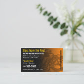 Vintage laufende Motorrad-Geschäfts-Karte Visitenkarte (Stehend Vorderseite)