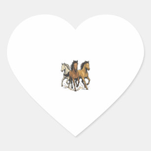 Vintage laufende Pferde Vektor Art Design_1 Herz-Aufkleber