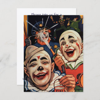 Vintage Laughing Circus Clowns Geburtstagsparty Einladung