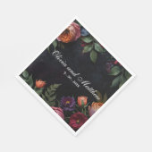 Vintage launenhafte dunkelblütenblütige Rose Wddin Serviette (Ecke)