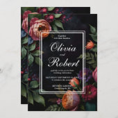 Vintage launische dunkle blumenblühende Rose Einladung (Vorne/Hinten)