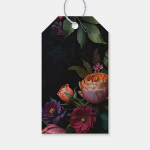 Vintage launische dunkle blumenblühende Rose Geschenkanhänger