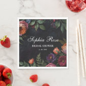 Vintage launische dunkle blumenblühende Rose Serviette (Beispiel)