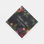 Vintage launische dunkle blumenblühende Rose Serviette (Ecke)