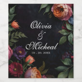 Vintage launische dunkle blumenblühende Rose Weinetikett (Einzelnes Label)