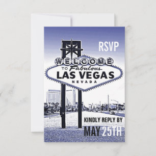 Vintage Lavendel Blau Las Vegas Hochzeit RSVP Karte