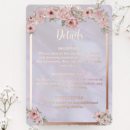 Vintage Lavendel-Fußbodenverschlusskarte Folieneinladung