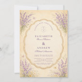 Vintage-Lavendel-Gartenhochzeit Einladung (Vorderseite)