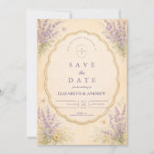 Vintage Lavendel-Gartenhochzeit Save The Date (Vorderseite)