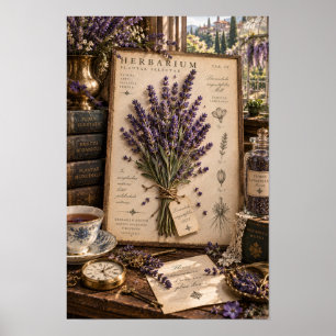 Vintage Lavendel Herbarium Naturalisten-Wandkunst Poster