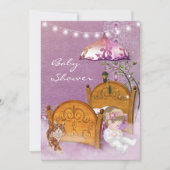 Vintage Lavendel Kinderdusche Einladung mit Kinder (Vorderseite)