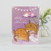 Vintage Lavendel Kinderdusche Einladung mit Kinder (Stehend Vorderseite)