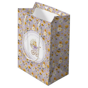 Vintage Lavendel-Kinderwagen-Blumen-Baby-Party Mittlere Geschenktüte
