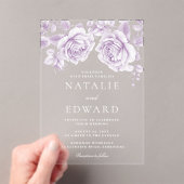 Vintage Lavendel Lila Rose Hochzeit Acryleinladungen (Insitu (Handheld))
