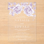 Vintage Lavendel Lila Rose Hochzeit Acryleinladungen (Vorderseite)