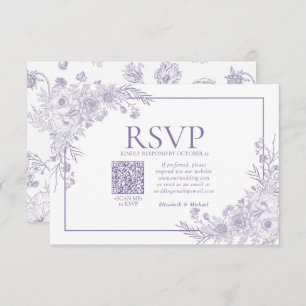 Vintage Lavendel-Linie Art QR Code UAWG RSVP Karte