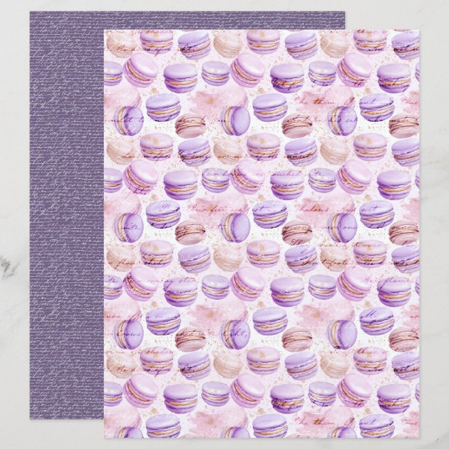 Vintage-Lavendel-Macaron-Journalpapierblatt (Vorne/Hinten)