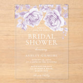 Vintage Lavendel-Rose Elegantes Brautparty Acryleinladungen (Vorderseite)