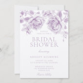 Vintage Lavendel-Rose Elegantes Brautparty Einladung (Vorderseite)