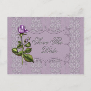 Vintage Lavendel-Rose und Silber Save the Date Ankündigungspostkarte