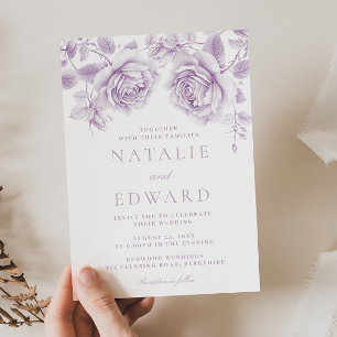 Vintage Lavendel Rose Wunderbare Hochzeit Einladung
