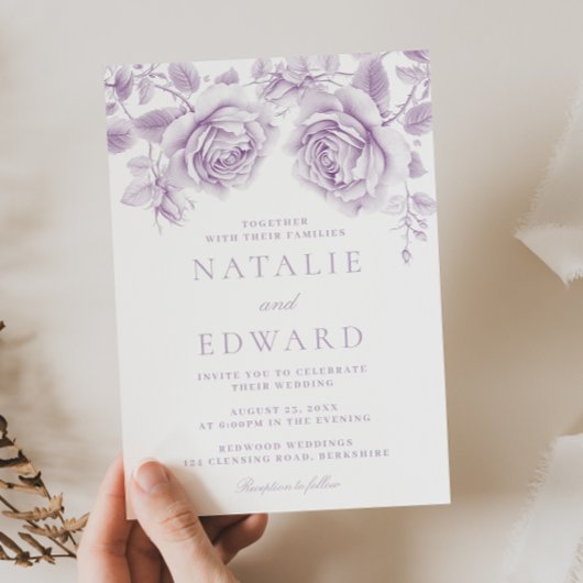 Vintage Lavendel Rose Wunderbare Hochzeit Einladung
