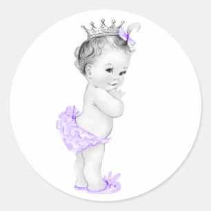 Vintage-Lavendel-Violette Baby Shower-Aufkleber Runder Aufkleber