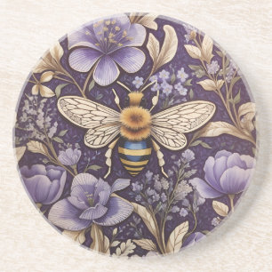 Vintage-Lavendelblüten Hummel Lila Natur Getränkeuntersetzer