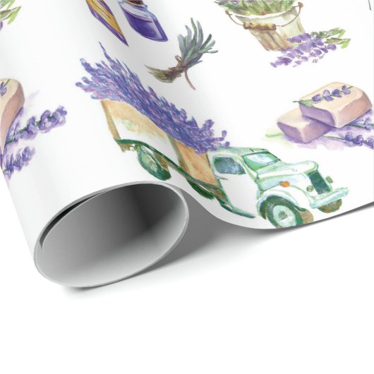 Vintage Lavendelfelder Geschenkpapier (Rolleneckpunkt)