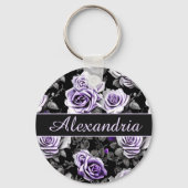 Vintage Lavender and Gray Rose Monogram  Schlüsselanhänger (Vorderseite)
