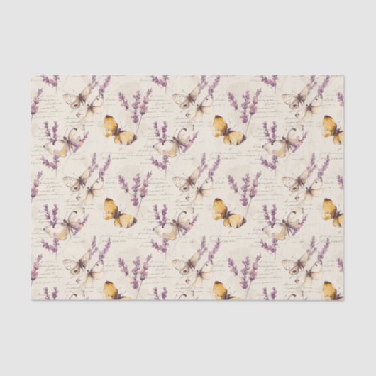 Vintage Lavender Butterfly Seidenpapier (Vorderseite)