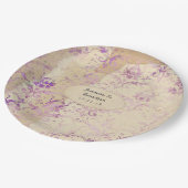 Vintage Lavender Damask Hochzeit Pappteller (Schrägansicht)