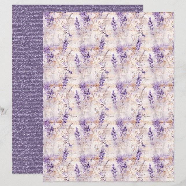 Vintage Lavender Journal Paper Sheet (Vorne/Hinten)