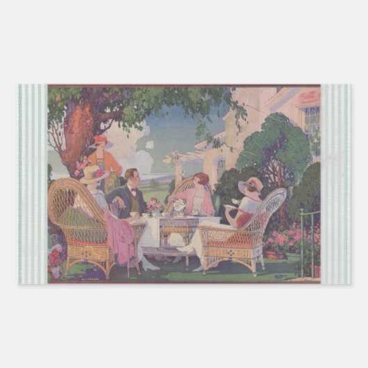 Vintage Lawn Gathering Rechteck Stickers (Vorderseite)