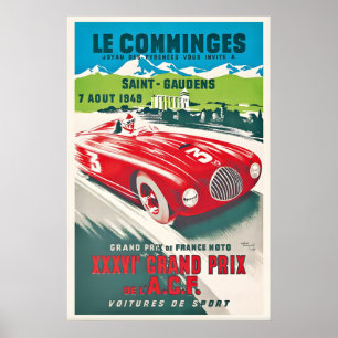 Vintage Le Comminges Autorennen Poster Retro Franz