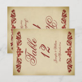 Vintage Leaf Scroll Hochzeit Tischnummer Postkarte (Vorne/Hinten)