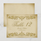 Vintage Leaf Scroll Hochzeit Tischnummer Postkarte (Vorne/Hinten)