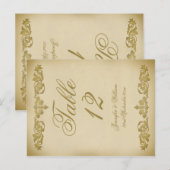 Vintage Leaf Scroll Hochzeit Tischnummer Postkarte (Vorne/Hinten)