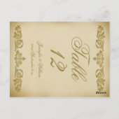 Vintage Leaf Scroll Hochzeit Tischnummer Postkarte (Rückseite)