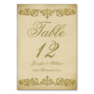 Vintage Leaf Scroll Hochzeitsskala Tischnummer