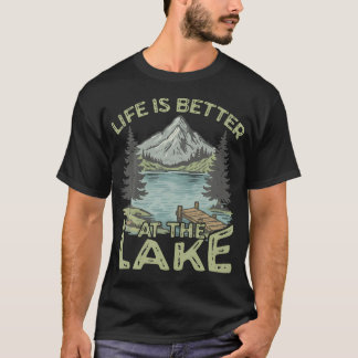 Vintage Leben ist besser am See Lustiges Bootfahre T-Shirt