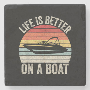 Vintage Leben ist besser auf einem Boot Kapitän Bo Steinuntersetzer