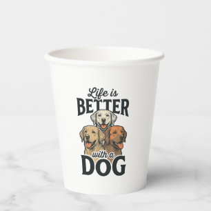 Vintage Leben ist besser mit einem Hund Vektor Des Pappbecher