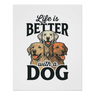 Vintage Leben ist besser mit einem Hund Vektor Des Poster