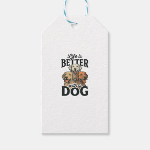 Vintage Leben ist besser mit einem Hund Vektordesi Geschenkanhänger