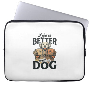 Vintage Leben ist besser mit einem Hund Vektordesi Laptopschutzhülle