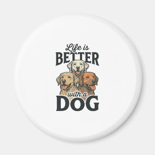 Vintage Leben ist besser mit einem Hund Vektordesi Magnet
